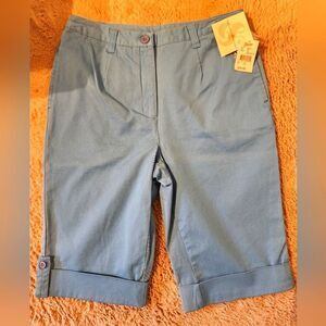 Preswick & Moore Size 10 Blue Cotton/Spandex Capri Length Pants with Pockets NWT